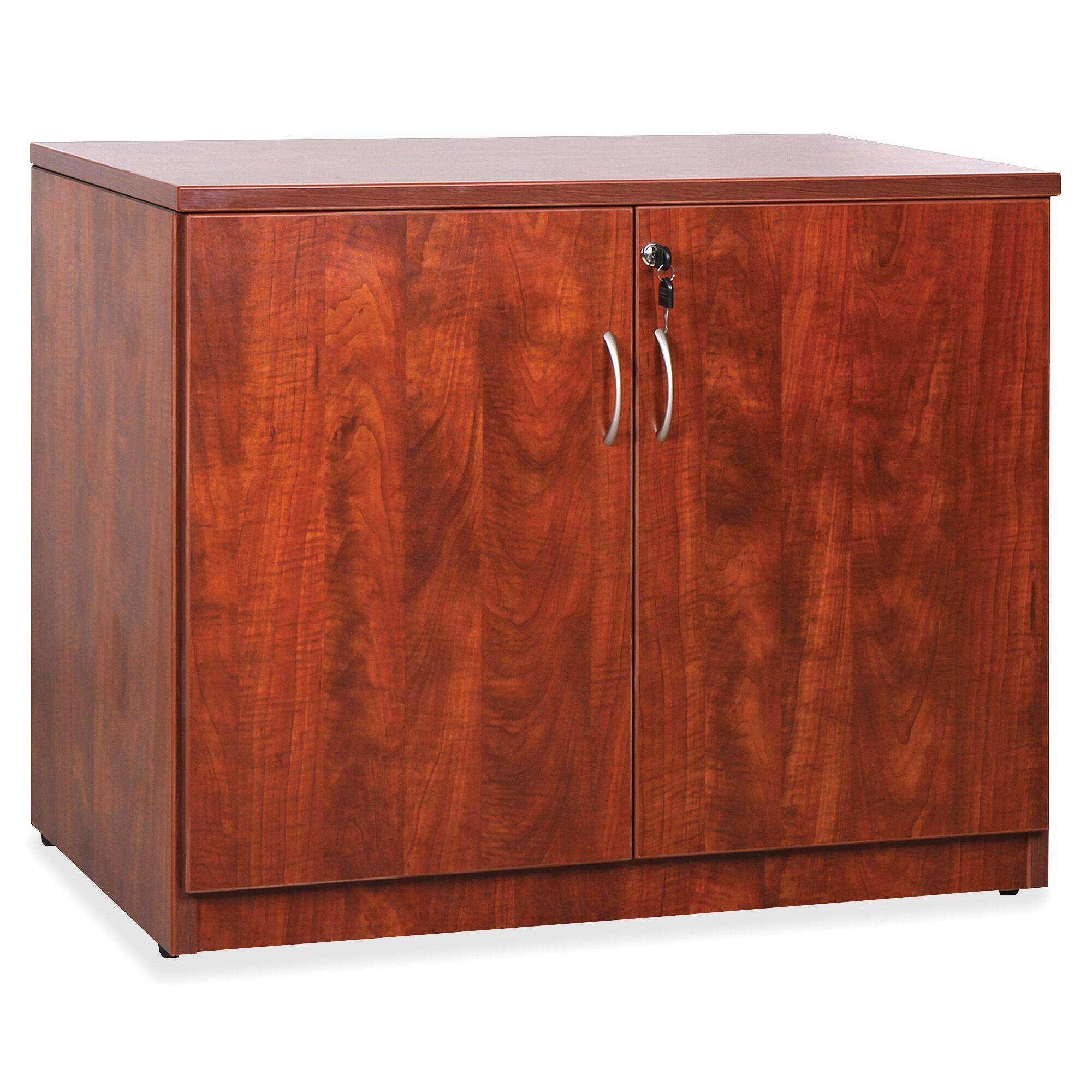 Lorell Essentials Series Cherry Laminate Accessories, 2-Door Storage Cabinet, 36 x 22-1/2 x 29-1/2 Inches, Cherry 1505947